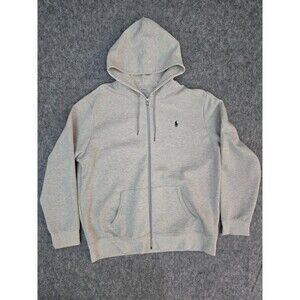 Polo Ralph Lauren Hoodie Sweatshirt 2XL Heather Gray Full Zip Stretch Pullover